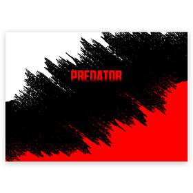 Поздравительная открытка с принтом PREDATOR в Санкт-Петербурге, 100% бумага | плотность бумаги 280 г/м2, матовая, на обратной стороне линовка и место для марки
 | aliens | avp | black | cinema | predator | кино | фильм хищник | фильмы | хищник | чёрный | чужой