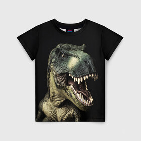 Детская футболка 3D с принтом Динозавр T-Rex в Санкт-Петербурге, 100% гипоаллергенный полиэфир | прямой крой, круглый вырез горловины, длина до линии бедер, чуть спущенное плечо, ткань немного тянется | dino | dinosauria | t rex | ti rex | дино | динозавр | парк юрского | т рекс | ти рекс | чудовище | юрский период | ящер | ящерица