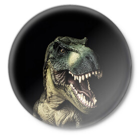 Значок с принтом Динозавр T-Rex в Санкт-Петербурге,  металл | круглая форма, металлическая застежка в виде булавки | Тематика изображения на принте: dino | dinosauria | t rex | ti rex | дино | динозавр | парк юрского | т рекс | ти рекс | чудовище | юрский период | ящер | ящерица