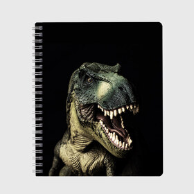 Тетрадь с принтом Динозавр T-Rex в Санкт-Петербурге, 100% бумага | 48 листов, плотность листов — 60 г/м2, плотность картонной обложки — 250 г/м2. Листы скреплены сбоку удобной пружинной спиралью. Уголки страниц и обложки скругленные. Цвет линий — светло-серый
 | Тематика изображения на принте: dino | dinosauria | t rex | ti rex | дино | динозавр | парк юрского | т рекс | ти рекс | чудовище | юрский период | ящер | ящерица