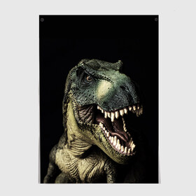 Постер с принтом Динозавр T-Rex в Санкт-Петербурге, 100% бумага
 | бумага, плотность 150 мг. Матовая, но за счет высокого коэффициента гладкости имеет небольшой блеск и дает на свету блики, но в отличии от глянцевой бумаги не покрыта лаком | dino | dinosauria | t rex | ti rex | дино | динозавр | парк юрского | т рекс | ти рекс | чудовище | юрский период | ящер | ящерица