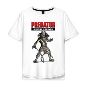 Мужская футболка хлопок Oversize с принтом Predator: Hunting Grounds в Санкт-Петербурге, 100% хлопок | свободный крой, круглый ворот, “спинка” длиннее передней части | Тематика изображения на принте: game | gamer | predator: hunting grounds | игра | шутер