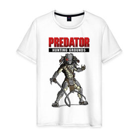 Мужская футболка хлопок с принтом Predator: Hunting Grounds в Санкт-Петербурге, 100% хлопок | прямой крой, круглый вырез горловины, длина до линии бедер, слегка спущенное плечо. | game | gamer | predator: hunting grounds | игра | шутер