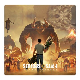 Магнитный плакат 3Х3 с принтом Serious Sam 4 в Санкт-Петербурге, Полимерный материал с магнитным слоем | 9 деталей размером 9*9 см | croteam | devolver | digital | games | planet | sam | serious | игры | крутой | планета | сэм