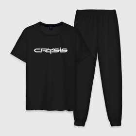 Мужская пижама хлопок с принтом Crysis Logo в Санкт-Петербурге, 100% хлопок | брюки и футболка прямого кроя, без карманов, на брюках мягкая резинка на поясе и по низу штанин
 | 