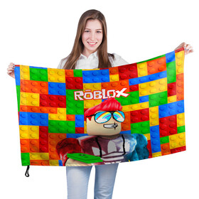 Флаг 3D с принтом ROBLOX [3] в Санкт-Петербурге, 100% полиэстер | плотность ткани — 95 г/м2, размер — 67 х 109 см. Принт наносится с одной стороны | box | lego | minecraft | roblox | роблокс