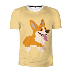 Мужская футболка 3D спортивная с принтом Корги в Санкт-Петербурге, 100% полиэстер с улучшенными характеристиками | приталенный силуэт, круглая горловина, широкие плечи, сужается к линии бедра | corgi | кинолог | корги | пёс | рыжая | рыжая собака | собака | собакен | собачка | собачница | собачуха | собичник