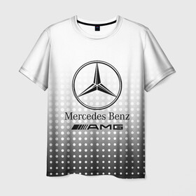 Мужская футболка 3D с принтом Mercedes-Benz в Санкт-Петербурге, 100% полиэфир | прямой крой, круглый вырез горловины, длина до линии бедер | Тематика изображения на принте: amg | mercedes | mercedes значок | mercedes лого | mercedes марка | амг | бенц | лого автомобиля | логотип мерседес | мерин | мерс | мерседес | мерседес бенз | мерседес лого | мерседес эмблема