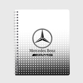Тетрадь с принтом Mercedes-Benz в Санкт-Петербурге, 100% бумага | 48 листов, плотность листов — 60 г/м2, плотность картонной обложки — 250 г/м2. Листы скреплены сбоку удобной пружинной спиралью. Уголки страниц и обложки скругленные. Цвет линий — светло-серый
 | Тематика изображения на принте: amg | mercedes | mercedes значок | mercedes лого | mercedes марка | амг | бенц | лого автомобиля | логотип мерседес | мерин | мерс | мерседес | мерседес бенз | мерседес лого | мерседес эмблема