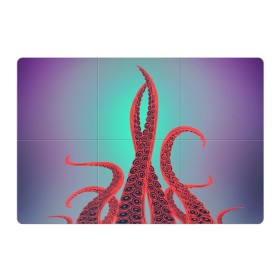 Магнитный плакат 3Х2 с принтом красные щупальца осминога в Санкт-Петербурге, Полимерный материал с магнитным слоем | 6 деталей размером 9*9 см | Тематика изображения на принте: враг | градиент | захвачен | злобный | зловещий | красные | монстр | морской | опасный | осьминог | подводный | рисованный | синий | тентакли | фиолетовый | щупальца