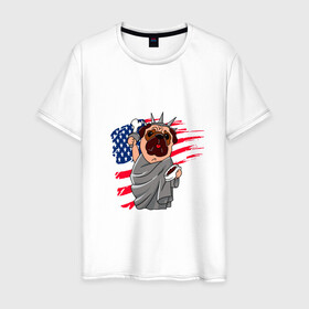 Мужская футболка хлопок с принтом AMERICA в Санкт-Петербурге, 100% хлопок | прямой крой, круглый вырез горловины, длина до линии бедер, слегка спущенное плечо. | america | dog | usa | америка | американский флаг | граффити | дог | кость | красивые граффити | прикольные граффити | собака | статуя | статуя свободы | сшы | флаг