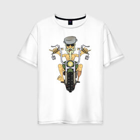 Женская футболка хлопок Oversize с принтом Adventure в Санкт-Петербурге, 100% хлопок | свободный крой, круглый ворот, спущенный рукав, длина до линии бедер
 | мото | мотоцикл | приключение