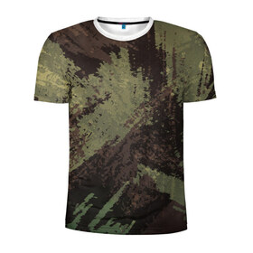 Мужская футболка 3D спортивная с принтом КАМУФЛЯЖ BROWN в Санкт-Петербурге, 100% полиэстер с улучшенными характеристиками | приталенный силуэт, круглая горловина, широкие плечи, сужается к линии бедра | camouflage | армия | военная форма | военный | вооружение | вооруженные силы | защита | защитный цвет | зеленый | камуфляж | коричневый | маскировка | солдат | униформа | форма