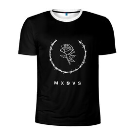 Мужская футболка 3D спортивная с принтом MXDVS в Санкт-Петербурге, 100% полиэстер с улучшенными характеристиками | приталенный силуэт, круглая горловина, широкие плечи, сужается к линии бедра | +32 | 32 | logo | mxdvs | бренд | бренд mxdvs | бренловые картинки | лого | лого mxdvs | логотип | логотип mxdvs | мхдвс | прикольные картинки | роза | шипы