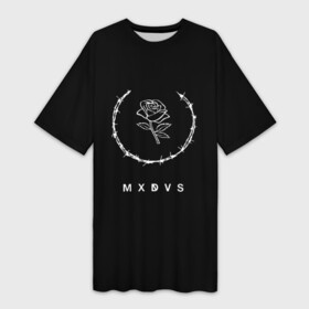 Платье-футболка 3D с принтом MXDVS в Санкт-Петербурге,  |  | Тематика изображения на принте: +32 | 32 | logo | mxdvs | бренд | бренд mxdvs | бренловые картинки | лого | лого mxdvs | логотип | логотип mxdvs | мхдвс | прикольные картинки | роза | шипы