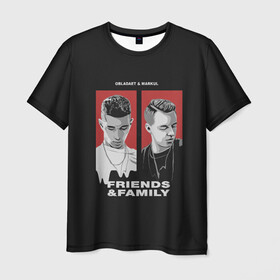 Мужская футболка 3D с принтом Obladaet & Markul в Санкт-Петербурге, 100% полиэфир | прямой крой, круглый вырез горловины, длина до линии бедер | Тематика изображения на принте: friends  family | markul | obla | obladaet | маркул | обла | обладает