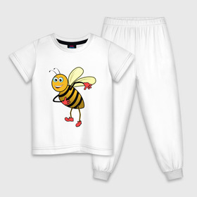 Детская пижама хлопок с принтом Пчела в Санкт-Петербурге, 100% хлопок |  брюки и футболка прямого кроя, без карманов, на брюках мягкая резинка на поясе и по низу штанин
 | животные | картинки | крылья | лето | насекомое | прикольные | природа | пчела