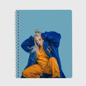 Тетрадь с принтом Billie Eilish в Санкт-Петербурге, 100% бумага | 48 листов, плотность листов — 60 г/м2, плотность картонной обложки — 250 г/м2. Листы скреплены сбоку удобной пружинной спиралью. Уголки страниц и обложки скругленные. Цвет линий — светло-серый
 | billie eilish | billie eilish bury | billie eilish merch | билли айлиш | билли айлиш мерч