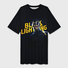 Платье-футболка 3D с принтом Black Lightning   Thunder в Санкт-Петербурге,  |  | Тематика изображения на принте: anissa pierce | black lightning | thunder | vdzabma | анисса пирс | гром | черная молния