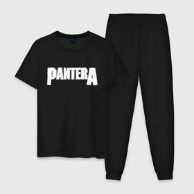 Мужская пижама хлопок с принтом Pantera. в Санкт-Петербурге, 100% хлопок | брюки и футболка прямого кроя, без карманов, на брюках мягкая резинка на поясе и по низу штанин
 | pantera | американская метал группа | грув метал | группа | музыка | пантера | рок | рок группа
