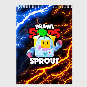 Скетчбук с принтом BRAWL STARS SPROUT в Санкт-Петербурге, 100% бумага
 | 48 листов, плотность листов — 100 г/м2, плотность картонной обложки — 250 г/м2. Листы скреплены сверху удобной пружинной спиралью | 8 bit | 8 бит | bibi | brawl stars | crow | el brown | leon | leon shark | max | mr.p | phoenix | sally leon | shark | sprout | stars | virus | werewolf | акула | биби | вирус | ворон | леон | оборотень | пингвин