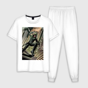 Мужская пижама хлопок с принтом Green Arrow в Санкт-Петербурге, 100% хлопок | брюки и футболка прямого кроя, без карманов, на брюках мягкая резинка на поясе и по низу штанин
 | arrow | oliver queen | vdzabma | оливер куинн | стрела
