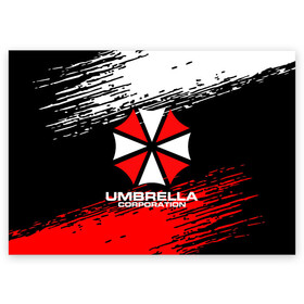 Поздравительная открытка с принтом Umbrella Corporation. в Санкт-Петербурге, 100% бумага | плотность бумаги 280 г/м2, матовая, на обратной стороне линовка и место для марки
 | resident evil | umbrella corporation | амбрелла | амбрелла корпорейшн | вирус | вымышленная военная и фармацевтическая корпорация | игра | умбрелла