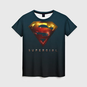 Женская футболка 3D с принтом Supergirl Logo в Санкт-Петербурге, 100% полиэфир ( синтетическое хлопкоподобное полотно) | прямой крой, круглый вырез горловины, длина до линии бедер | supergirl | vdzabma | супергерл