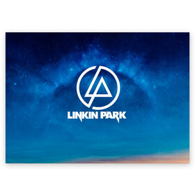 Поздравительная открытка с принтом Linkin Park в Санкт-Петербурге, 100% бумага | плотность бумаги 280 г/м2, матовая, на обратной стороне линовка и место для марки
 | chester bennington | linkin park | rock | space | группа | космос | линкин парк | логотип | музыка | рок | рок н ролл | честер беннингтон | эмблема