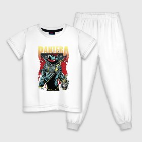 Детская пижама хлопок с принтом Pantera в Санкт-Петербурге, 100% хлопок |  брюки и футболка прямого кроя, без карманов, на брюках мягкая резинка на поясе и по низу штанин
 | pantera | глэм метал | группа | пантера | рок