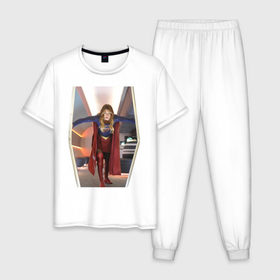 Мужская пижама хлопок с принтом Supergirl в Санкт-Петербурге, 100% хлопок | брюки и футболка прямого кроя, без карманов, на брюках мягкая резинка на поясе и по низу штанин
 | kara danvers | supergirl | vdzabma | кара дэнверс | супергерл