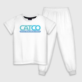 Детская пижама хлопок с принтом CatCo в Санкт-Петербурге, 100% хлопок |  брюки и футболка прямого кроя, без карманов, на брюках мягкая резинка на поясе и по низу штанин
 | catco | supergirl | vdzabma | кэтко | супергерл