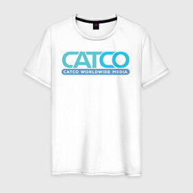 Мужская футболка хлопок с принтом CatCo в Санкт-Петербурге, 100% хлопок | прямой крой, круглый вырез горловины, длина до линии бедер, слегка спущенное плечо. | Тематика изображения на принте: catco | supergirl | vdzabma | кэтко | супергерл