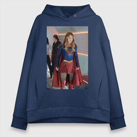 Женское худи Oversize хлопок с принтом Supergirl в Санкт-Петербурге, френч-терри — 70% хлопок, 30% полиэстер. Мягкий теплый начес внутри —100% хлопок | боковые карманы, эластичные манжеты и нижняя кромка, капюшон на магнитной кнопке | kara danvers | supergirl | vdzabma | кара дэнверс | супергерл