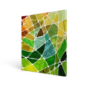 Холст квадратный с принтом Мозаика в Санкт-Петербурге, 100% ПВХ |  | бирюзовый | зелёный | мозаика | синий | стекло