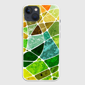 Чехол для iPhone 13 с принтом Мозаика в Санкт-Петербурге,  |  | бирюзовый | зелёный | мозаика | синий | стекло