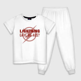 Детская пижама хлопок с принтом Lightning Gave Me Abs? в Санкт-Петербурге, 100% хлопок |  брюки и футболка прямого кроя, без карманов, на брюках мягкая резинка на поясе и по низу штанин
 | the flash | vdzabma | флэш