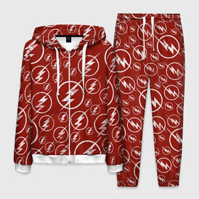 Мужской костюм 3D с принтом The Flash Logo Pattern в Санкт-Петербурге, 100% полиэстер | Манжеты и пояс оформлены тканевой резинкой, двухслойный капюшон со шнурком для регулировки, карманы спереди | the flash | vdzabma | флэш