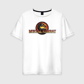 Женская футболка хлопок Oversize с принтом Mortal Kombat в Санкт-Петербурге, 100% хлопок | свободный крой, круглый ворот, спущенный рукав, длина до линии бедер
 | logo | mortal kombat | vdkarsve | логотип | мк 9 | мортал комбат
