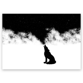 Поздравительная открытка A6 с принтом Galaxy wolf в Санкт-Петербурге, 100% бумага | плотность бумаги 280 г/м2, матовая, на обратной стороне линовка и место для марки
 | dreams | galaxy wolf | psicodelic | space | wolf | абстракция | волк | волк выдыхает  космос | волк космос | вселенная | галактика | дым | космос | космос арт | космос из дыма | небо | психоделика