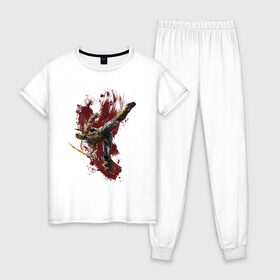 Женская пижама хлопок с принтом Scorpion в Санкт-Петербурге, 100% хлопок | брюки и футболка прямого кроя, без карманов, на брюках мягкая резинка на поясе и по низу штанин | 