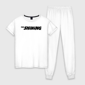 Женская пижама хлопок с принтом The Shining Logo в Санкт-Петербурге, 100% хлопок | брюки и футболка прямого кроя, без карманов, на брюках мягкая резинка на поясе и по низу штанин | the shining | vdosadir | сияние | стэнли кубрик