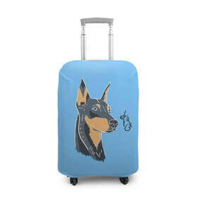 Чехол для чемодана 3D с принтом Doberman в Санкт-Петербурге, 86% полиэфир, 14% спандекс | двустороннее нанесение принта, прорези для ручек и колес | art | doberman | dog | drawing | print | арт | добер | доберман | песик | рисунок | собака | стиль | фанарт