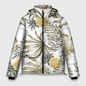 Мужская зимняя куртка 3D с принтом Тропики хаки в Санкт-Петербурге, верх — 100% полиэстер; подкладка — 100% полиэстер; утеплитель — 100% полиэстер | длина ниже бедра, свободный силуэт Оверсайз. Есть воротник-стойка, отстегивающийся капюшон и ветрозащитная планка. 

Боковые карманы с листочкой на кнопках и внутренний карман на молнии. | art | doodling | textures | tiles | ананас | гавайский | дудлинг | летний | лето | листья | листья пальмы | монстера | море | пальма | пальмы | паттерн | растения | растительный | рисунок | рисунок пальмы | тайлы