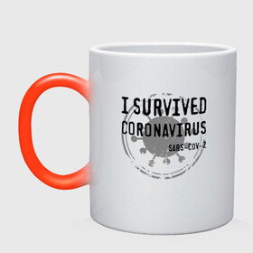 Кружка хамелеон с принтом I SURVIVED CORONAVIRUS в Санкт-Петербурге, керамика | меняет цвет при нагревании, емкость 330 мл | Тематика изображения на принте: coronavirus | covid | covid 19 | covid19 | epidemic | ncov | pandemic | quarantine | survived | вирус | карантин | корона | коронавирус | пандемия | пережил | пережила | пересидел | пересидела | эпидемия