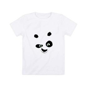 Детская футболка хлопок с принтом кунг фу панда морда в Санкт-Петербурге, 100% хлопок | круглый вырез горловины, полуприлегающий силуэт, длина до линии бедер | 