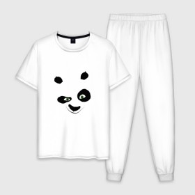 Мужская пижама хлопок с принтом кунг фу панда морда в Санкт-Петербурге, 100% хлопок | брюки и футболка прямого кроя, без карманов, на брюках мягкая резинка на поясе и по низу штанин
 | 