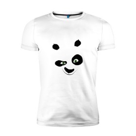 Мужская футболка премиум с принтом кунг фу панда морда в Санкт-Петербурге, 92% хлопок, 8% лайкра | приталенный силуэт, круглый вырез ворота, длина до линии бедра, короткий рукав | Тематика изображения на принте: 