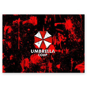 Поздравительная открытка с принтом UMBRELLA в Санкт-Петербурге, 100% бумага | плотность бумаги 280 г/м2, матовая, на обратной стороне линовка и место для марки
 | biohazard | blood | coronavirus | evil | monster | resident evil | umbrella | virus | абстракция | амбрелла | вирус | игра | коронавирус | кровь | логотип | монстр | опасность | пандемия