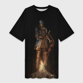 Платье-футболка 3D с принтом Dark Souls One в Санкт-Петербурге,  |  | dark | souls | костер
